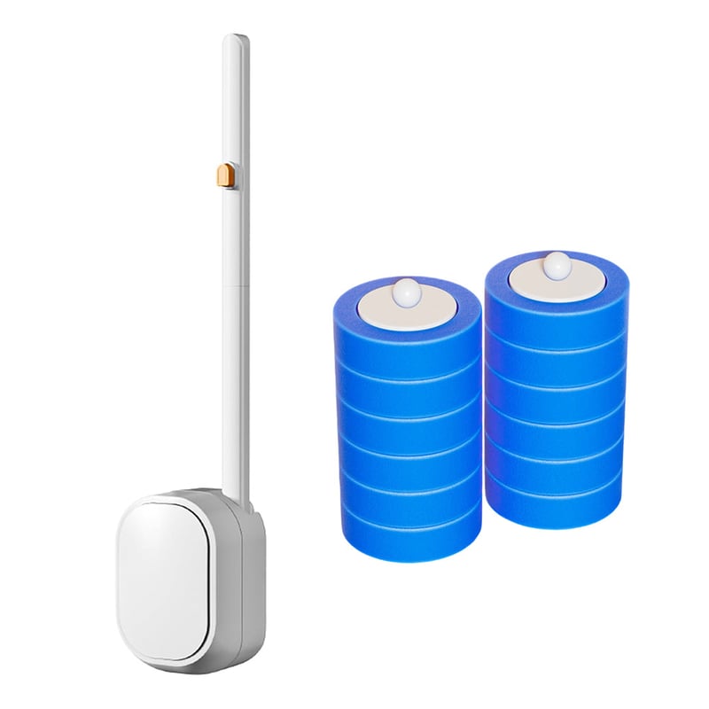 Hands-Free Flip-Top Disposable Toilet Brush with Wall-Mounted Holder
