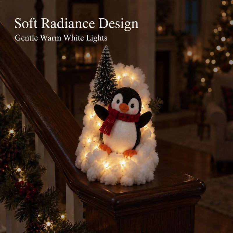 Light-Up Penguin Christmas Snow Decoration Set