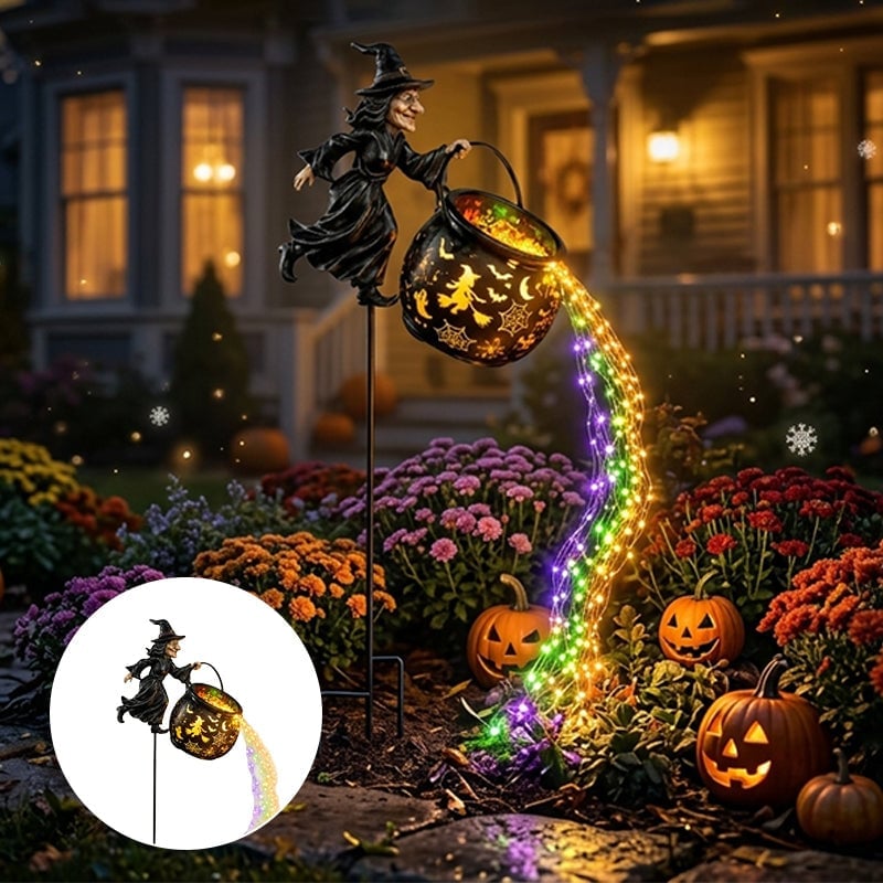 Light-Up Witch Cauldron Halloween Garden Stake