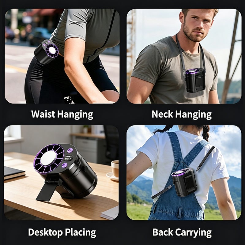 Rechargeable Clip-On Waist Fan with Ice Cooling