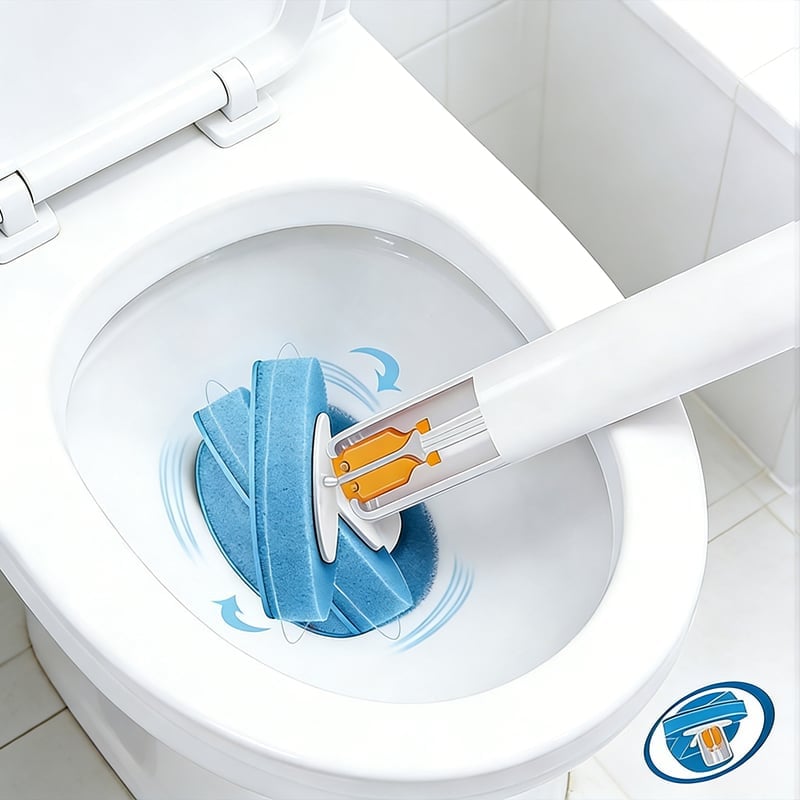 Hands-Free Flip-Top Disposable Toilet Brush with Wall-Mounted Holder
