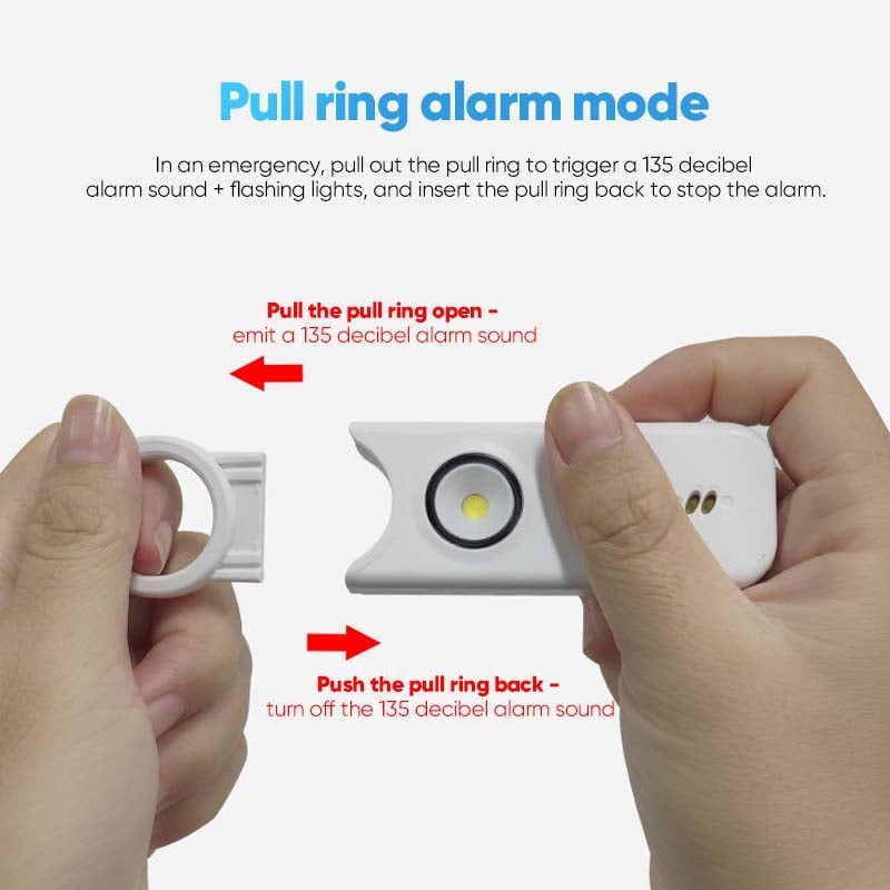Rechargeable 135dB Personal Safety Alarm with LED Light