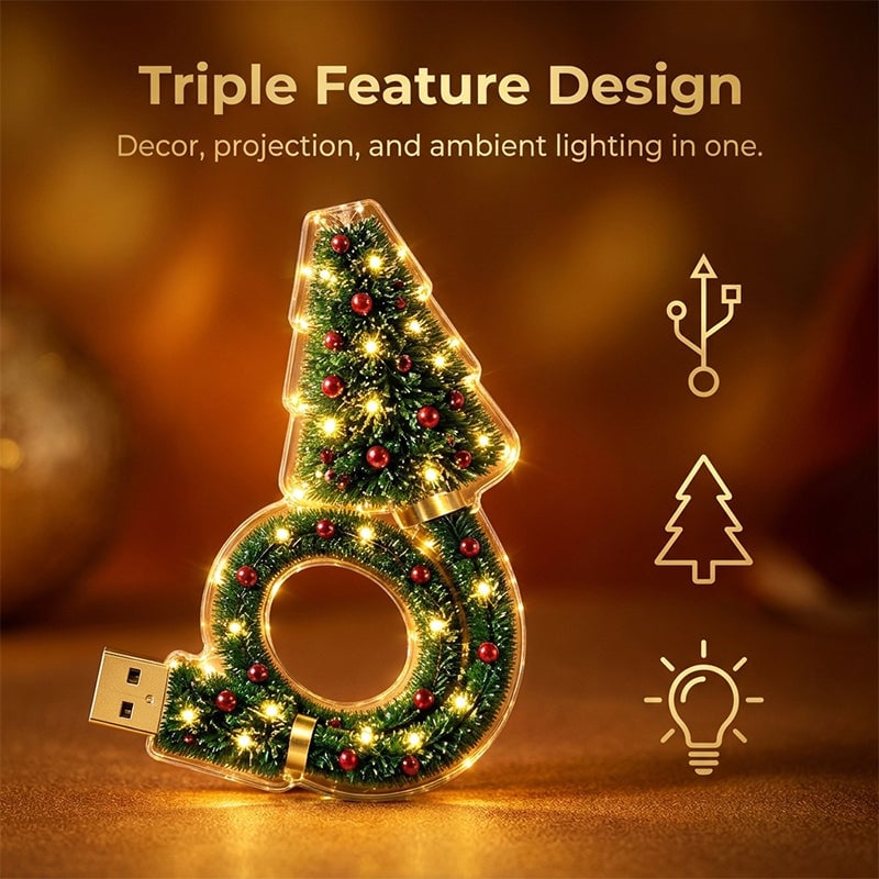 Christmas Tree LED Projection Lamp with 6 Festive Patterns
