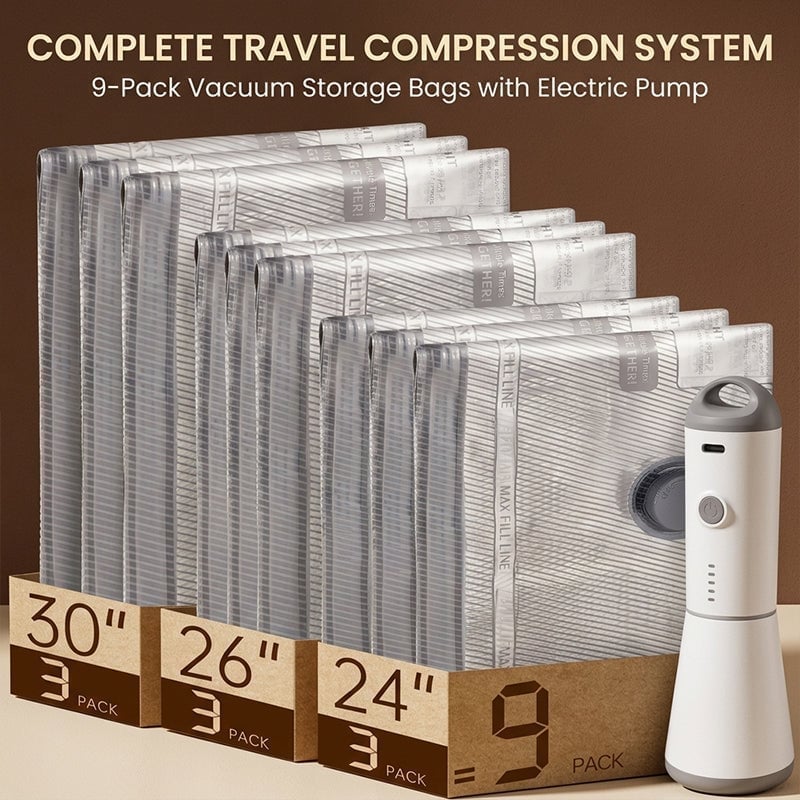 Travel Vacuum Storage Bags with Portable Electric Pump