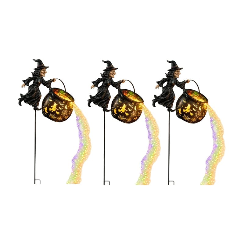Light-Up Witch Cauldron Halloween Garden Stake