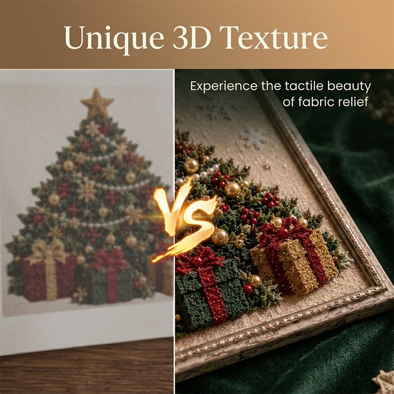 3D Christmas Tree Fabric Poke Art Craft Kit