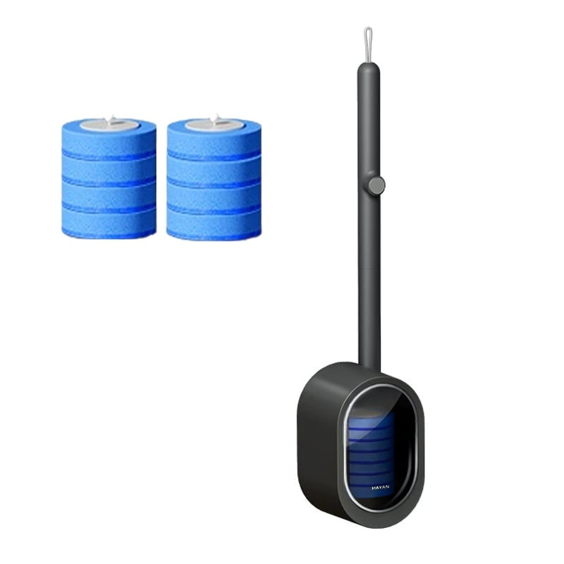 Hands-Free Flip-Top Disposable Toilet Brush with Wall-Mounted Holder