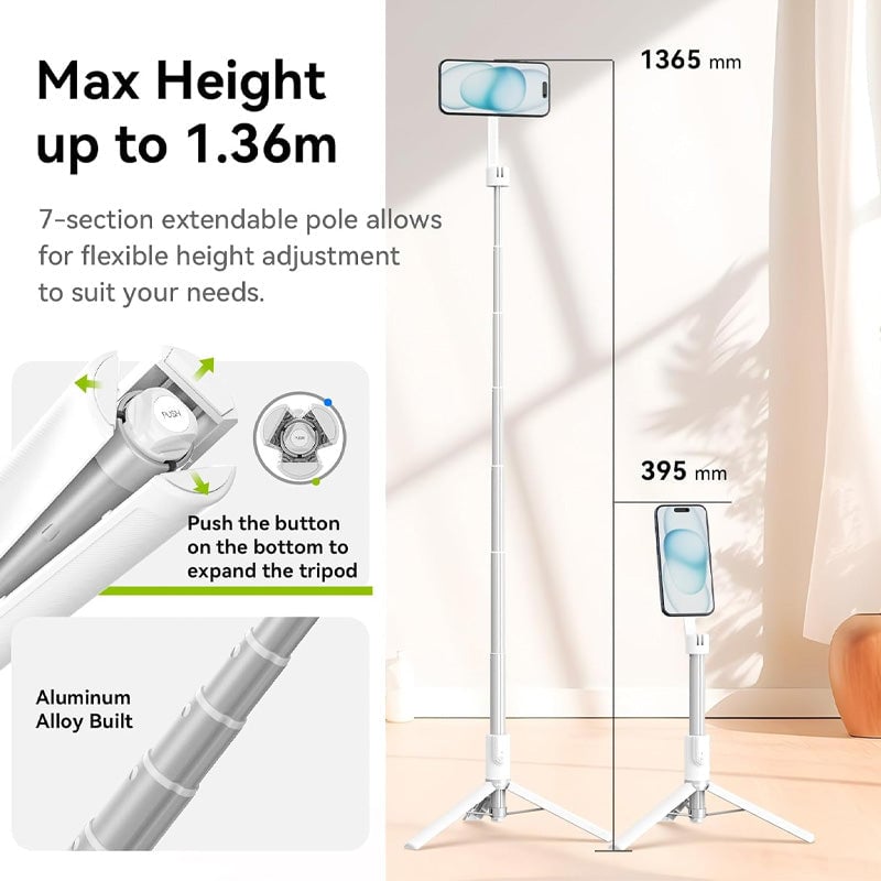 3-in-1 Magnetic Selfie Stick Tripod with 360° Rotation