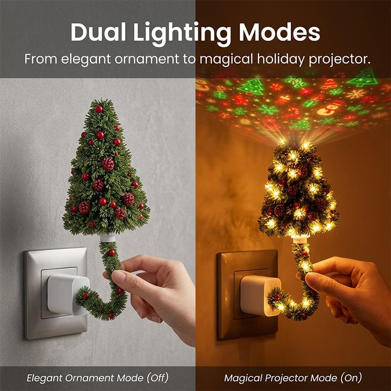 Christmas Tree LED Projection Lamp with 6 Festive Patterns