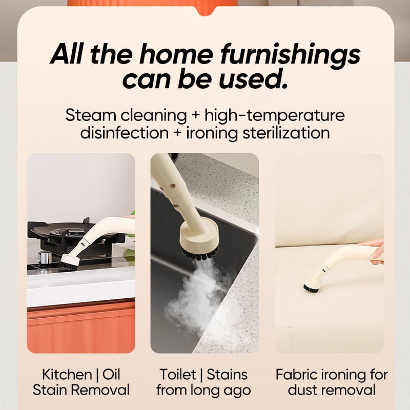High-Pressure Handheld Steam Cleaner with Flexible Hose & Brush Attachment
