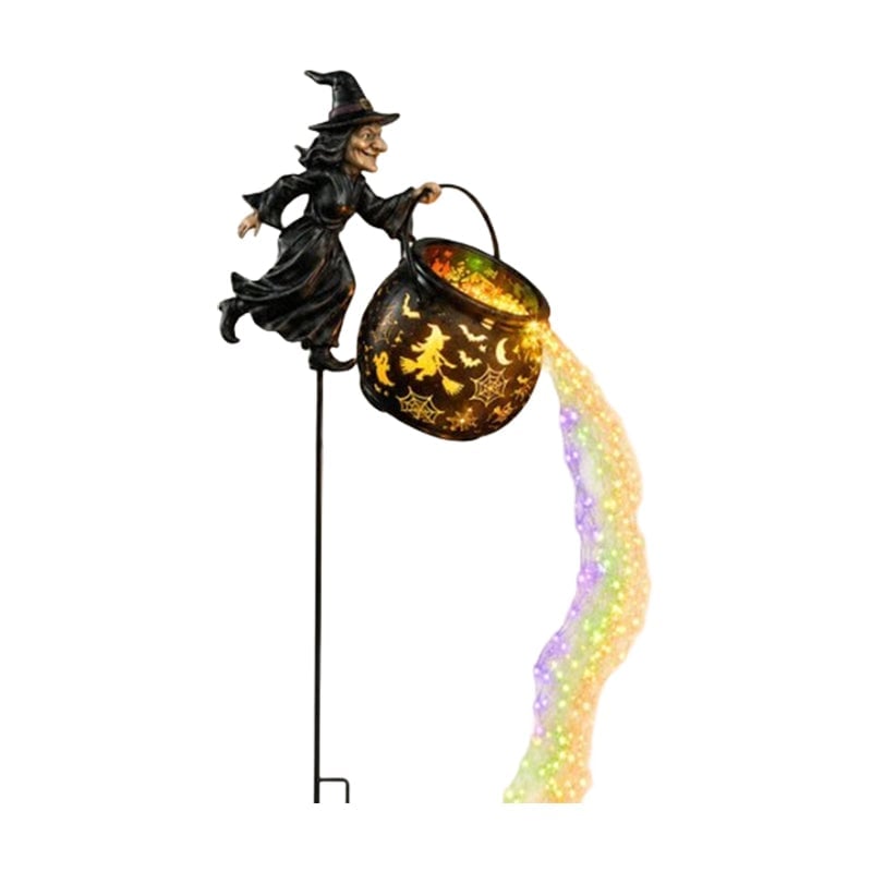 Light-Up Witch Cauldron Halloween Garden Stake