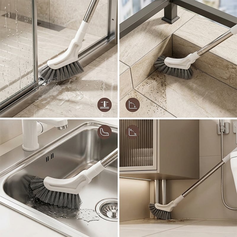 Extendable Crevice Gap Cleaning Brush with Angled Bristle Head