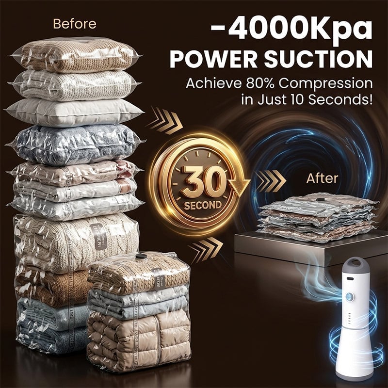 Travel Vacuum Storage Bags with Portable Electric Pump