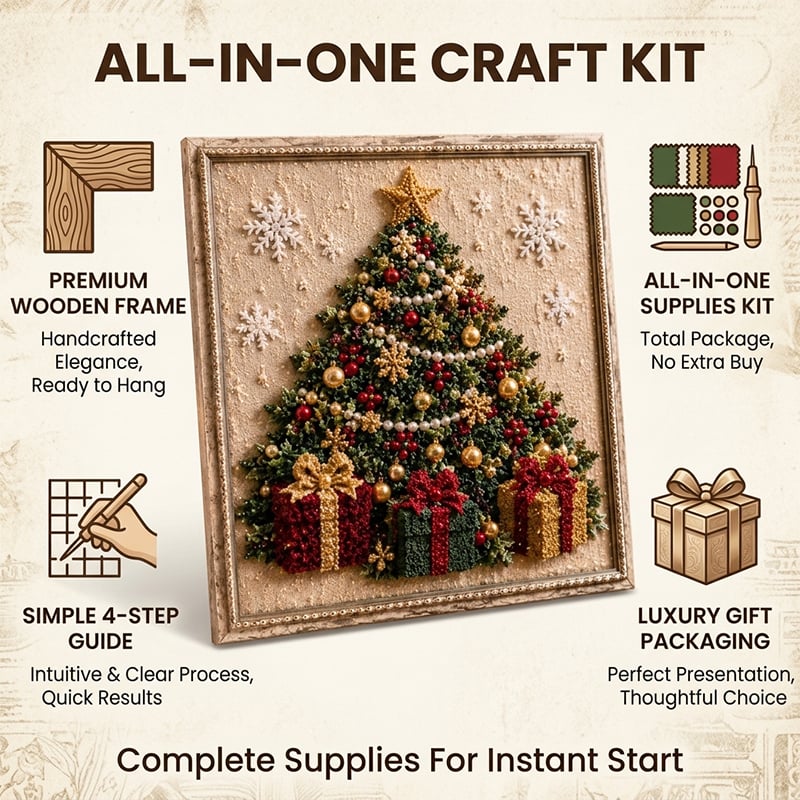 3D Christmas Tree Fabric Poke Art Craft Kit