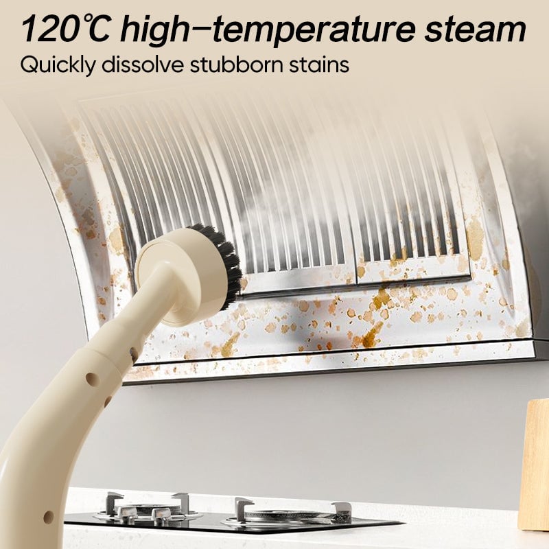 High-Pressure Handheld Steam Cleaner with Flexible Hose & Brush Attachment