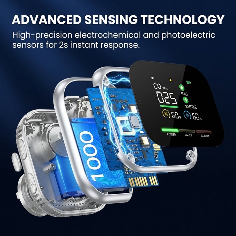 6-in-1 Smart Gas, Smoke & Carbon Monoxide Detector