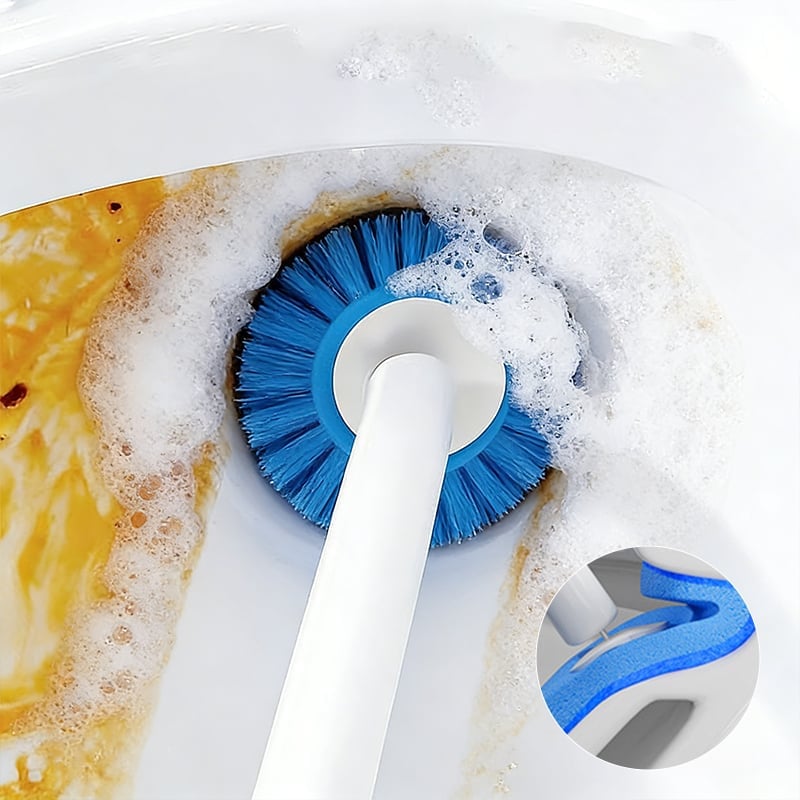 Hands-Free Flip-Top Disposable Toilet Brush with Wall-Mounted Holder