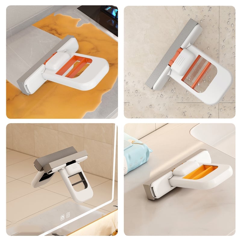 Hands-Free Mini Mop with Self-Wringing Handle & Reusable Cleaning Pad