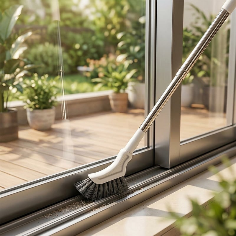 Extendable Crevice Gap Cleaning Brush with Angled Bristle Head
