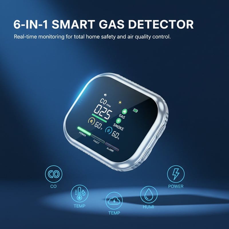 6-in-1 Smart Gas, Smoke & Carbon Monoxide Detector
