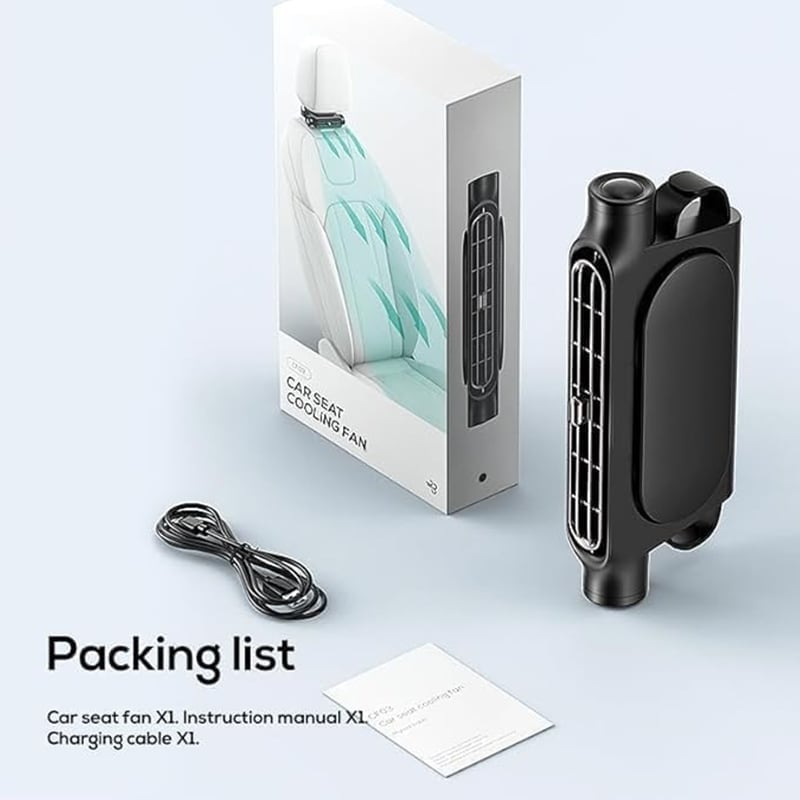 Adjustable Car Seat Cooling Fan with Multi-Directional Airflow