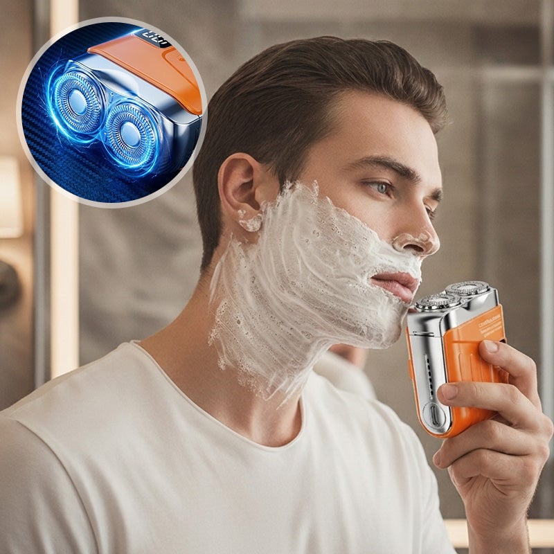 Rechargeable Dual-Head Electric Shaver with LED Display