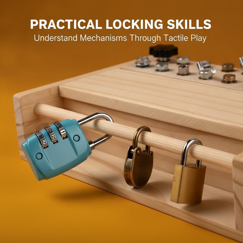 Wooden Screwdriver Busy Board with Locks & Bolts