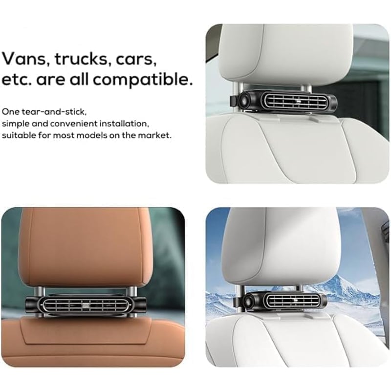 Adjustable Car Seat Cooling Fan with Multi-Directional Airflow