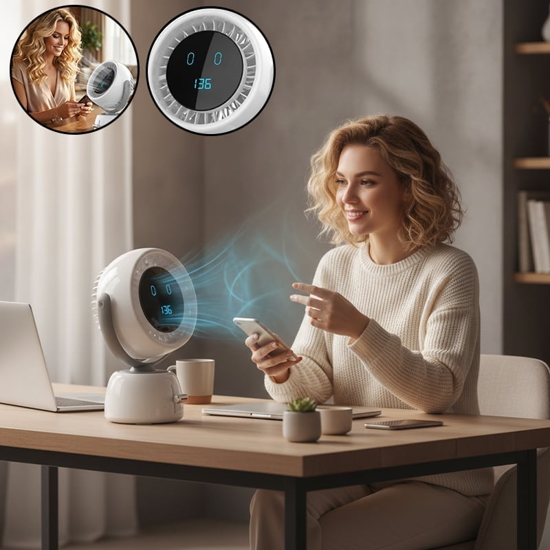 AI Face Tracking Turbo Desk Fan with 200-Speed Control