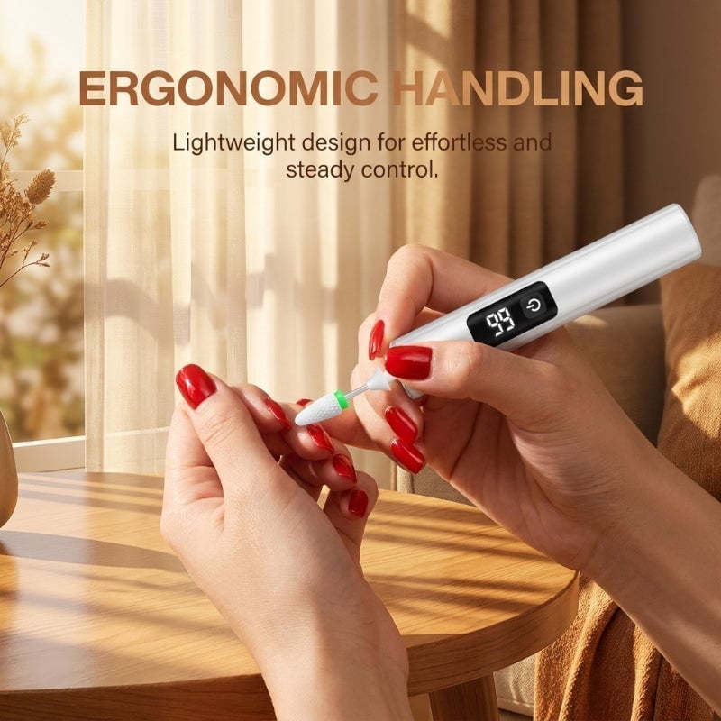 Rechargeable Electric Nail Grinder with LED Light & Digital Display