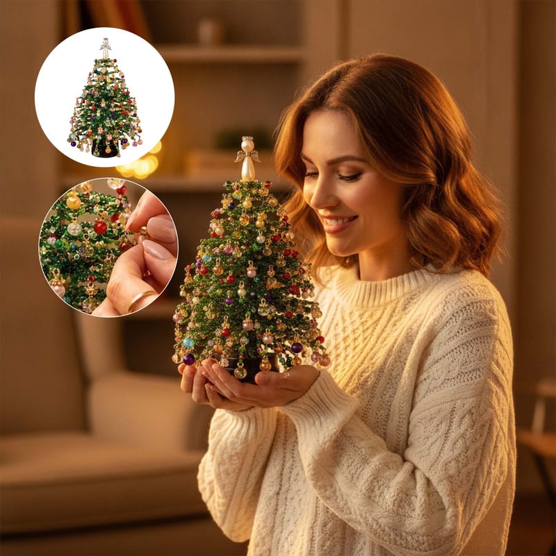 DIY Beaded Christmas Tree Craft Kit with Festive Decorations