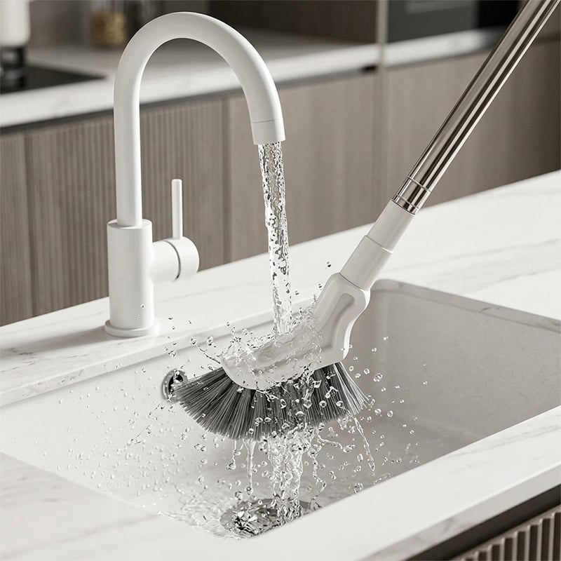 Extendable Crevice Gap Cleaning Brush with Angled Bristle Head