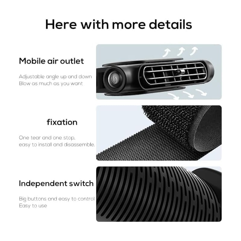 Adjustable Car Seat Cooling Fan with Multi-Directional Airflow