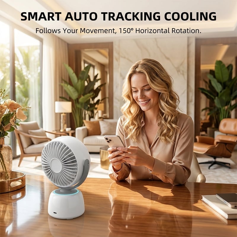 AI Face Tracking Turbo Desk Fan with 200-Speed Control