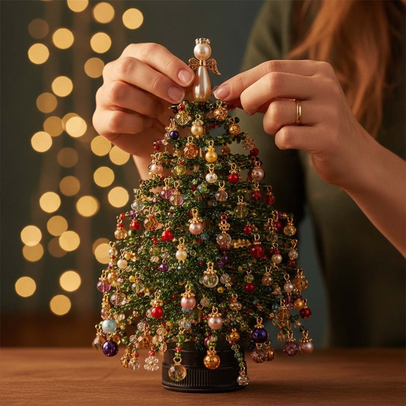 DIY Beaded Christmas Tree Craft Kit with Festive Decorations