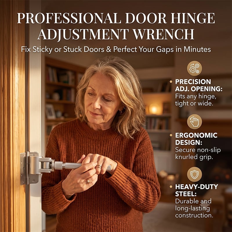 Adjustable Door Hinge Alignment Wrench with Non-Slip Grip