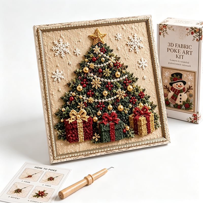 3D Christmas Tree Fabric Poke Art Craft Kit