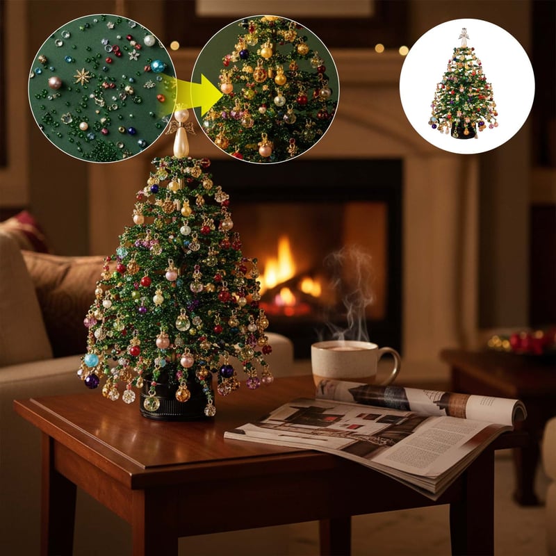 DIY Beaded Christmas Tree Craft Kit with Festive Decorations