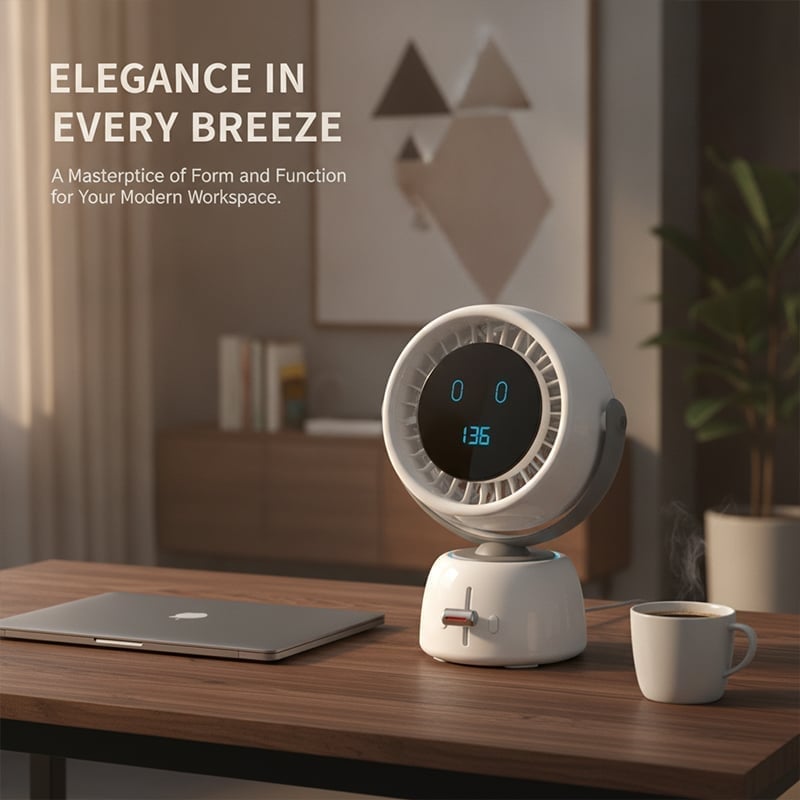 AI Face Tracking Turbo Desk Fan with 200-Speed Control