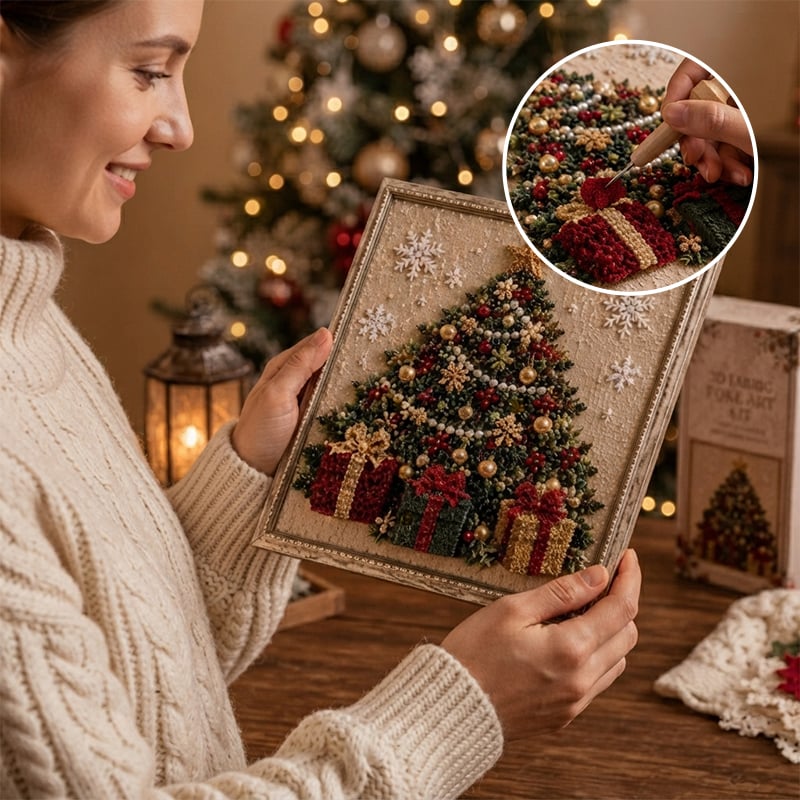 3D Christmas Tree Fabric Poke Art Craft Kit