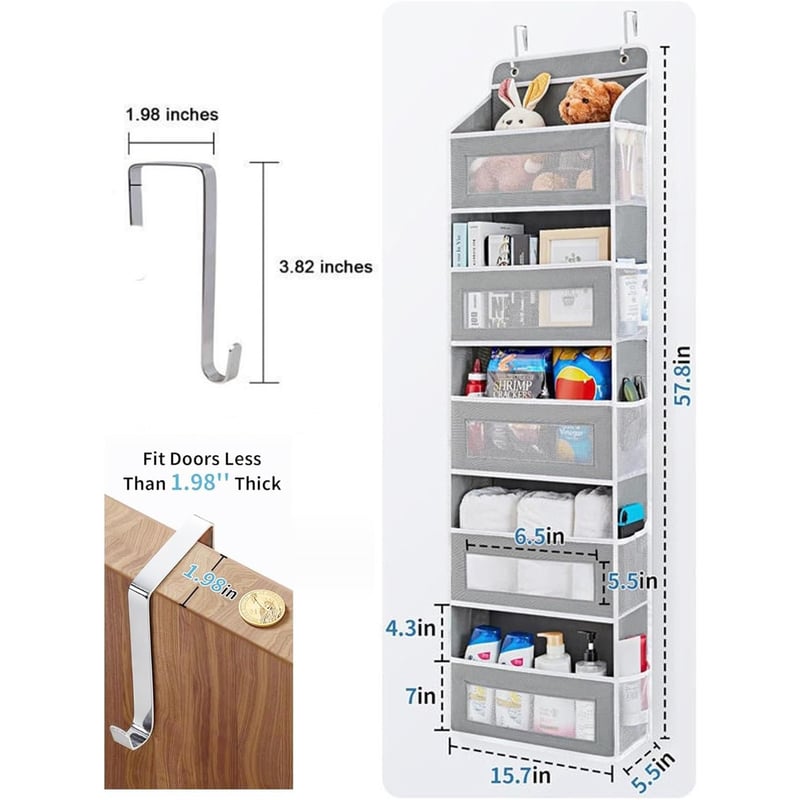 Five Tier Over The Door Organiser with Mesh Pockets