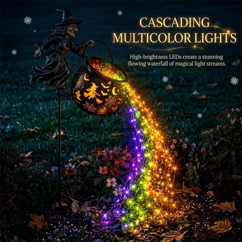 Light-Up Witch Cauldron Halloween Garden Stake