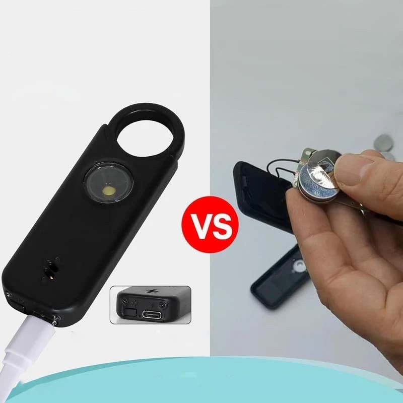 Rechargeable 135dB Personal Safety Alarm with LED Light