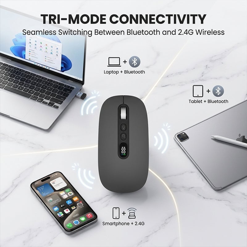AI Voice Wireless Mouse with Translation & LCD Display