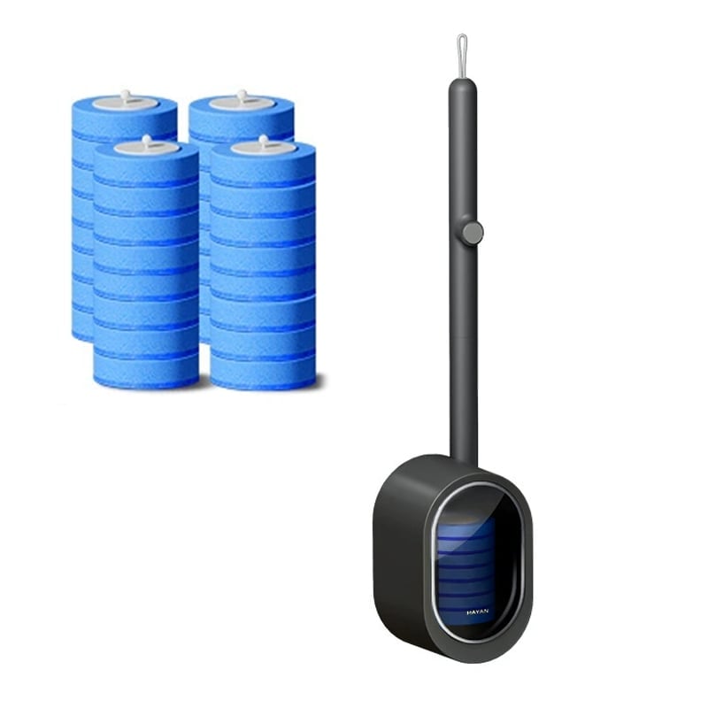 Hands-Free Flip-Top Disposable Toilet Brush with Wall-Mounted Holder