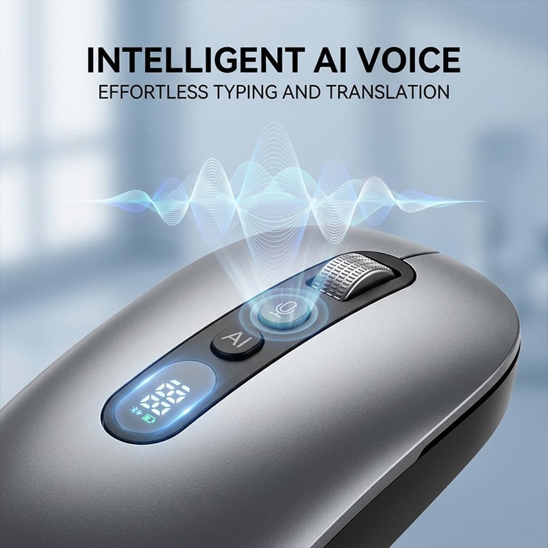 AI Voice Wireless Mouse with Translation & LCD Display