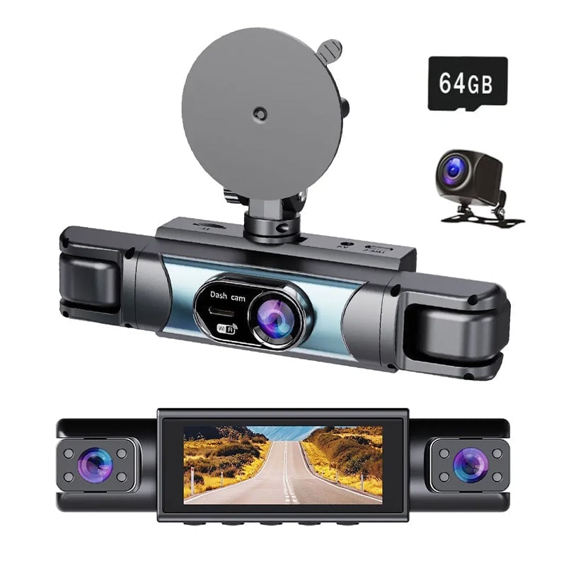 360° 4-Channel WiFi Dash Cam with Night Vision