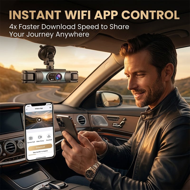 360° 4-Channel WiFi Dash Cam with Night Vision