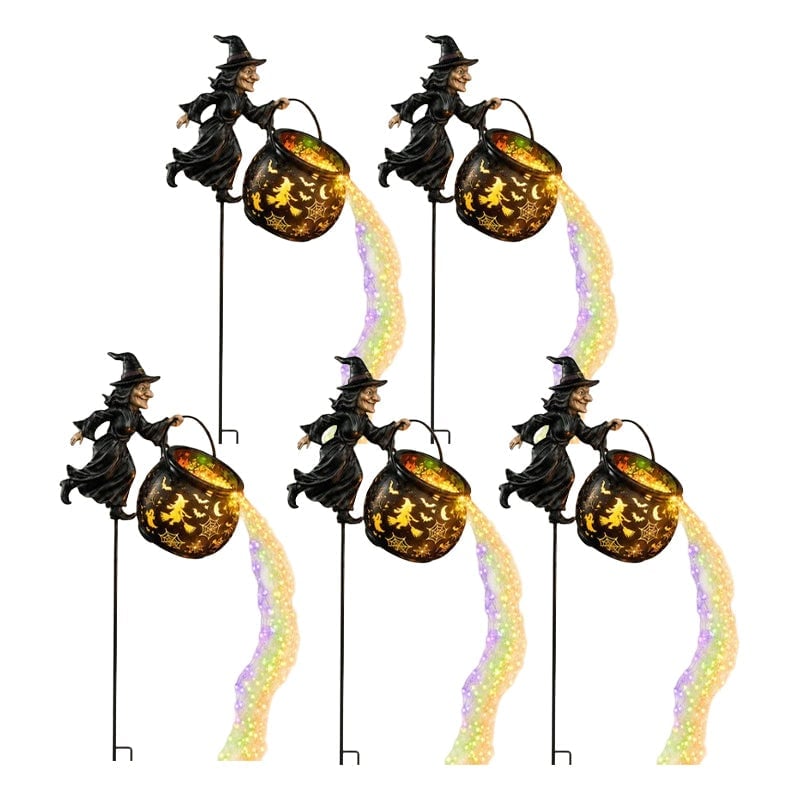 Light-Up Witch Cauldron Halloween Garden Stake