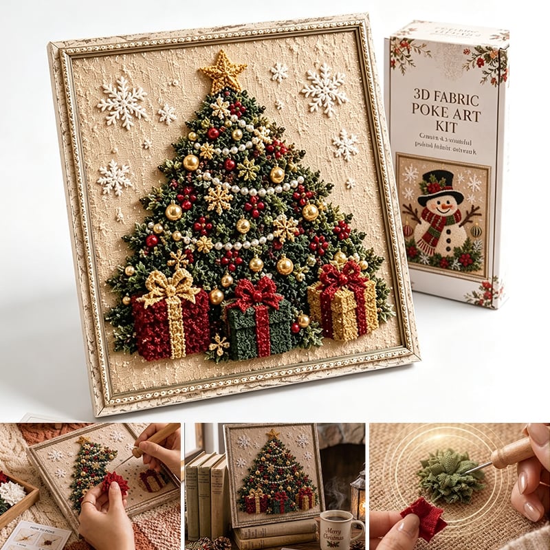 3D Christmas Tree Fabric Poke Art Craft Kit